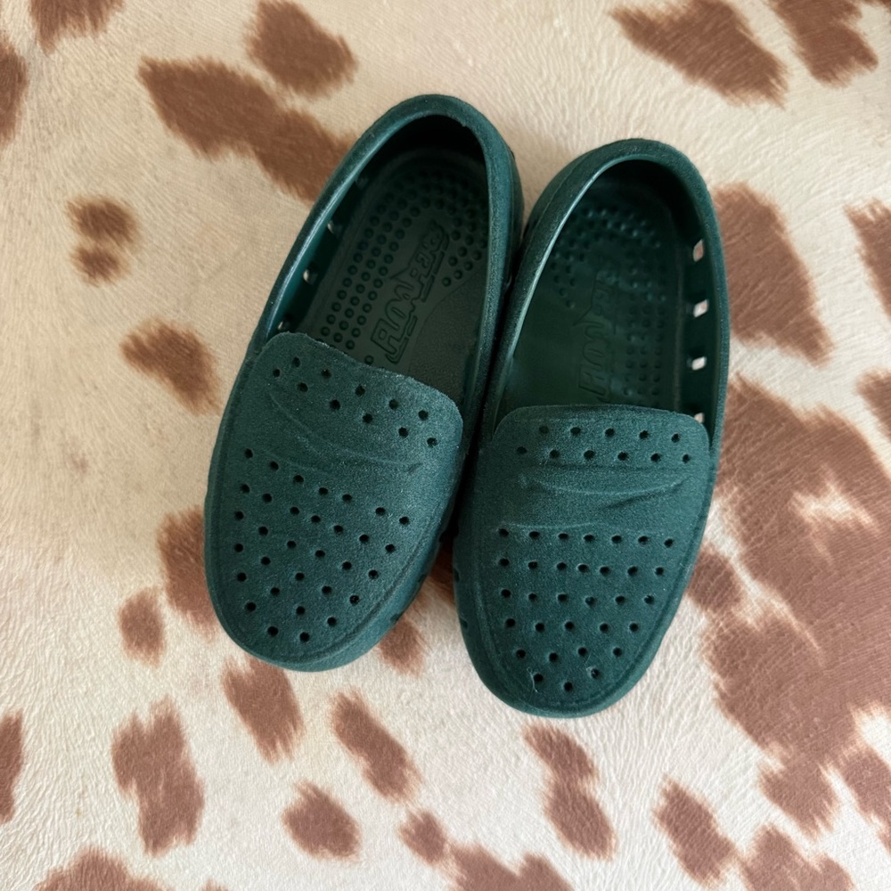Boys Floafers Dark Green Velvety Loafer  Comfort Slip-On Shoes Rubber Outsole 7C